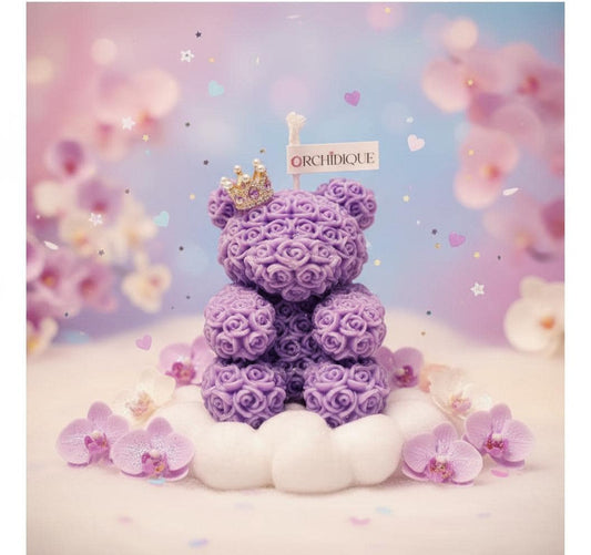 Pink Teddy Bear Soy Candle Orchid & Sea Salt Scented Decor