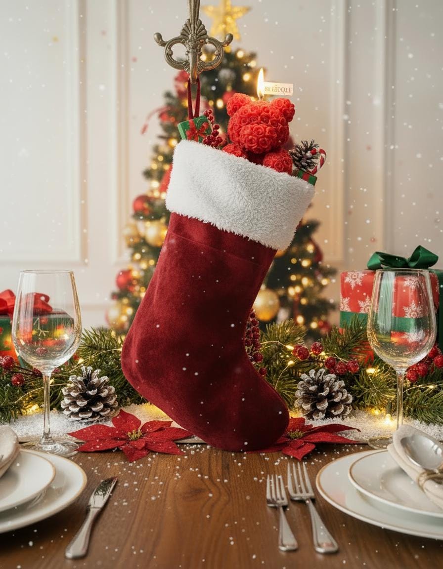 Red Teddy Bear Soy Candle Orchid & Sea Salt Scented Decor