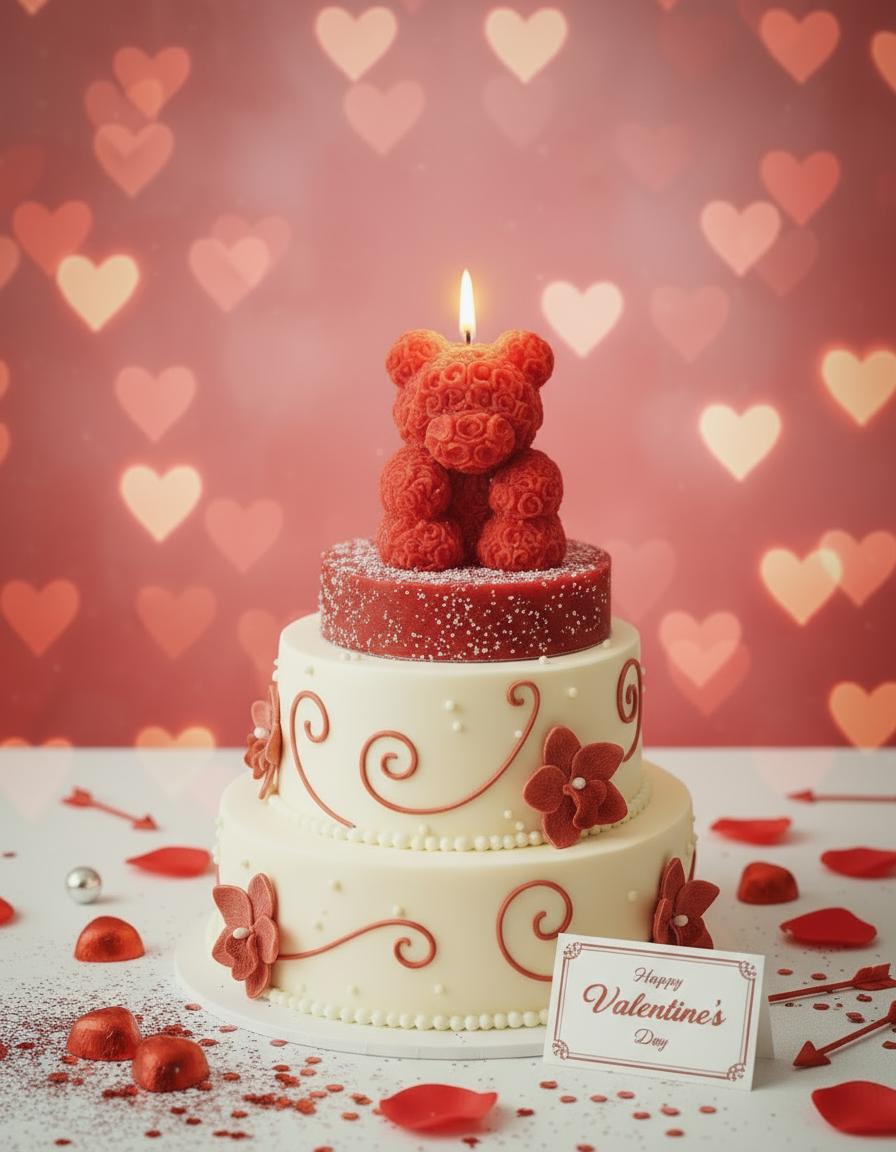 Red Teddy Bear Soy Candle Orchid & Sea Salt Scented Decor