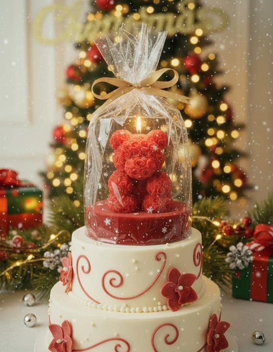 Red Teddy Bear Soy Candle Orchid & Sea Salt Scented Decor