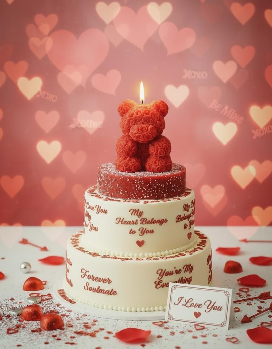 Red Teddy Bear Soy Candle Orchid & Sea Salt Scented Decor