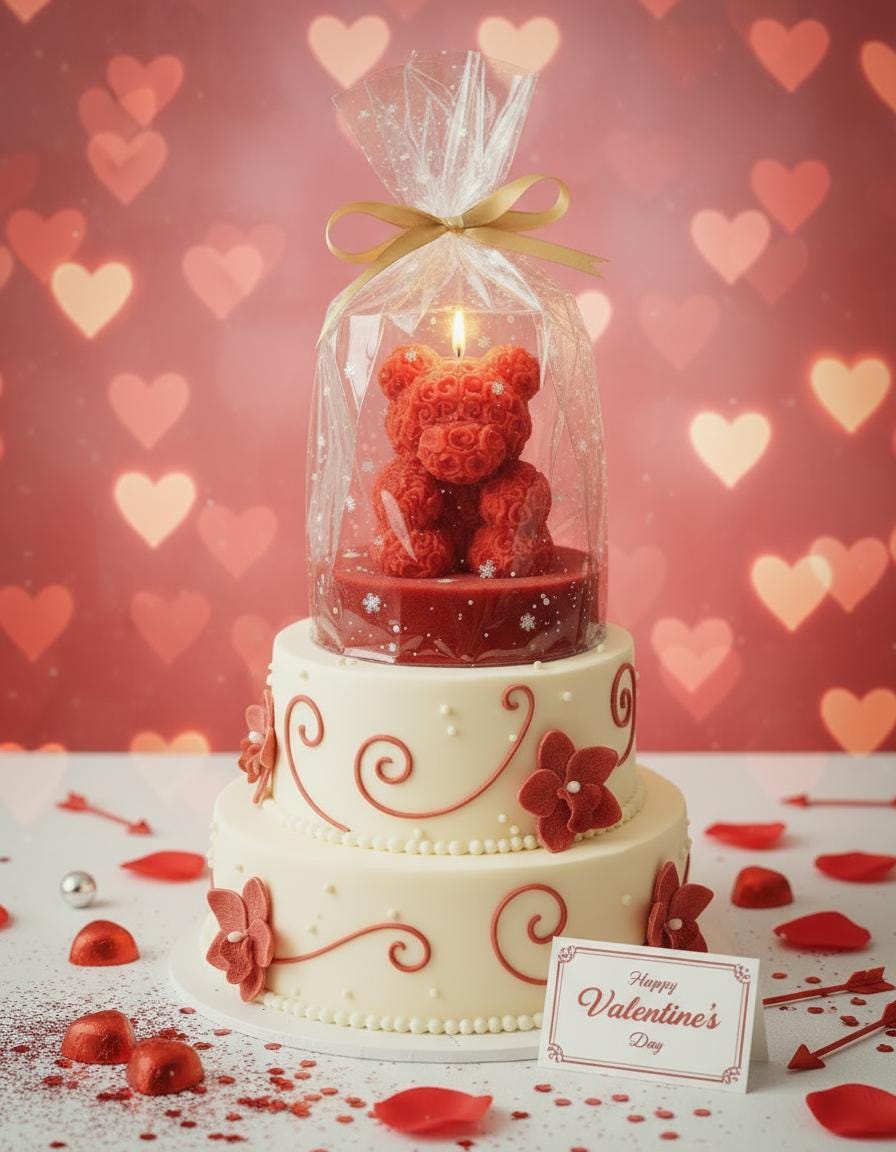Red Teddy Bear Soy Candle Orchid & Sea Salt Scented Decor