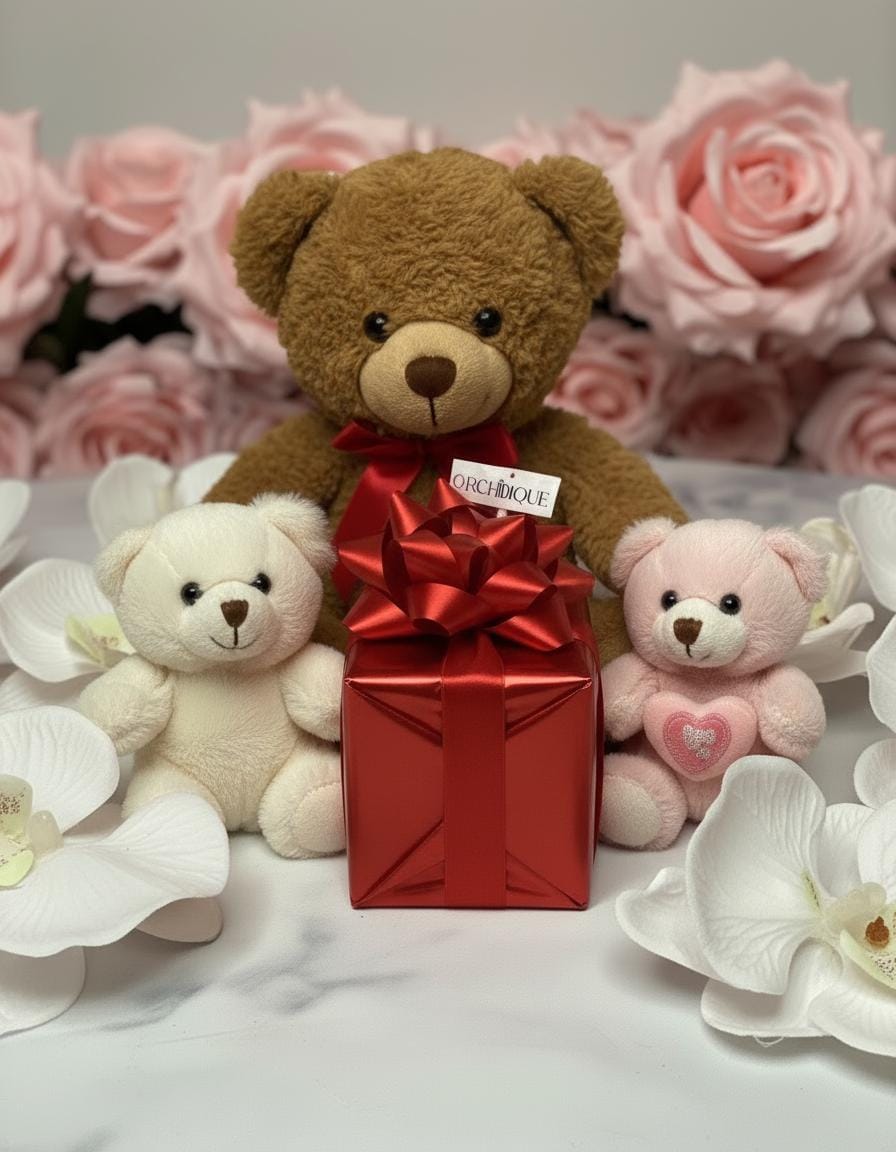 Red Teddy Bear Soy Candle Orchid & Sea Salt Scented Decor