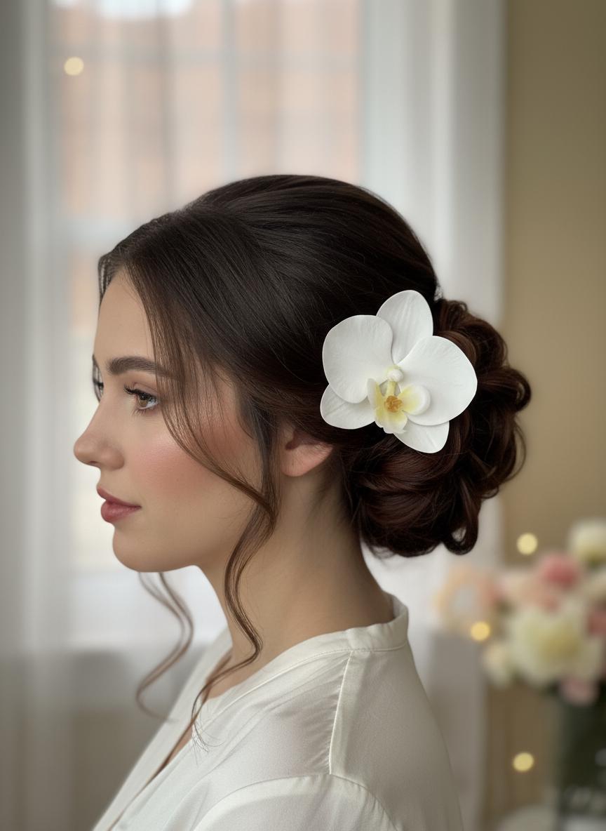 Phalaenopsis White Orchid Flower Hair Clip • Handmade Orchid Hair Clip • Realistic Flower for Hair or Gift • Orchid Flower Barrette
