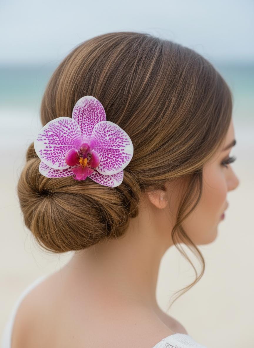 Phalaenopsis Spotted Pink Orchid Flower Hair Clip • Handmade Orchid Hair Clip • Realistic Flower for Hair or Gift • Orchid Flower Barrette