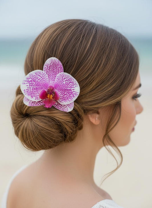 Phalaenopsis Spotted Pink Orchid Flower Hair Clip • Handmade Orchid Hair Clip • Realistic Flower for Hair or Gift • Orchid Flower Barrette