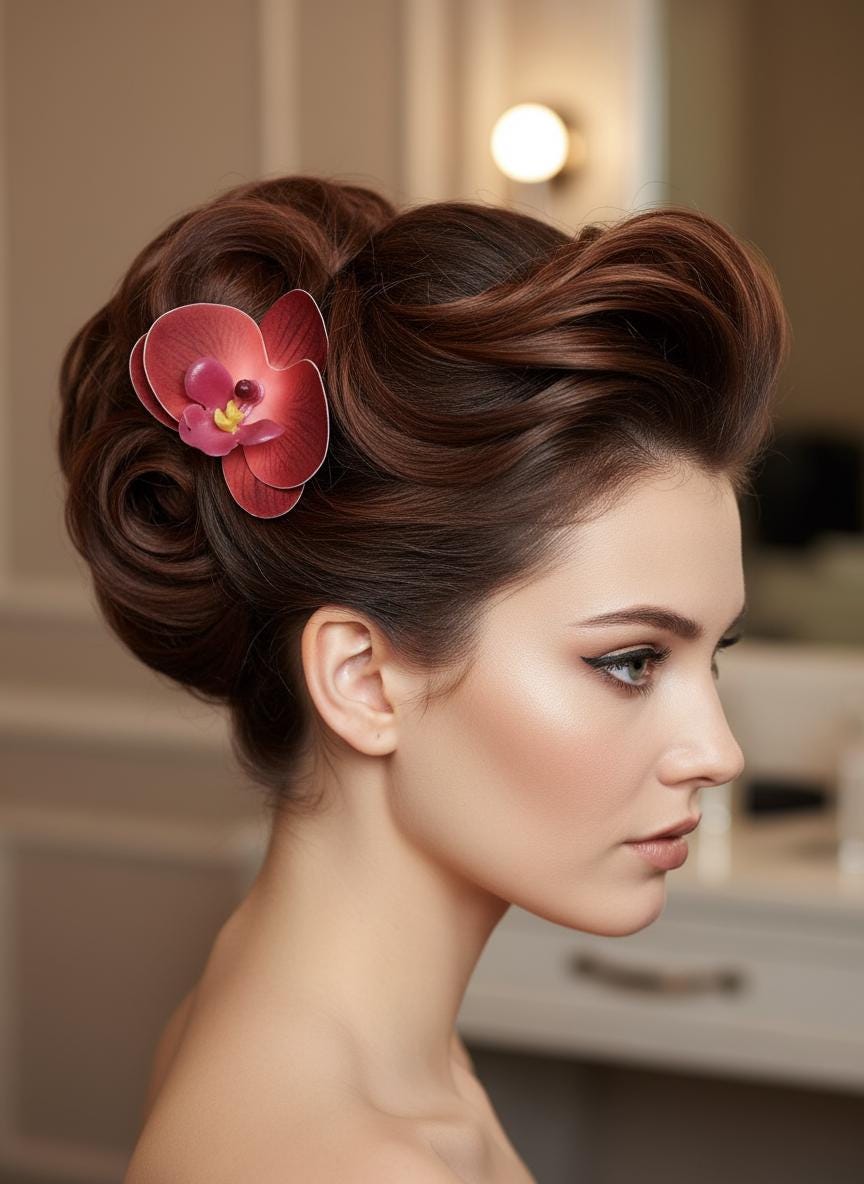 Phalaenopsis Red Orchid Flower Hair Clip • Handmade Orchid Hair Clip • Realistic Flower for Hair or Gift • Orchid Flower Barrette