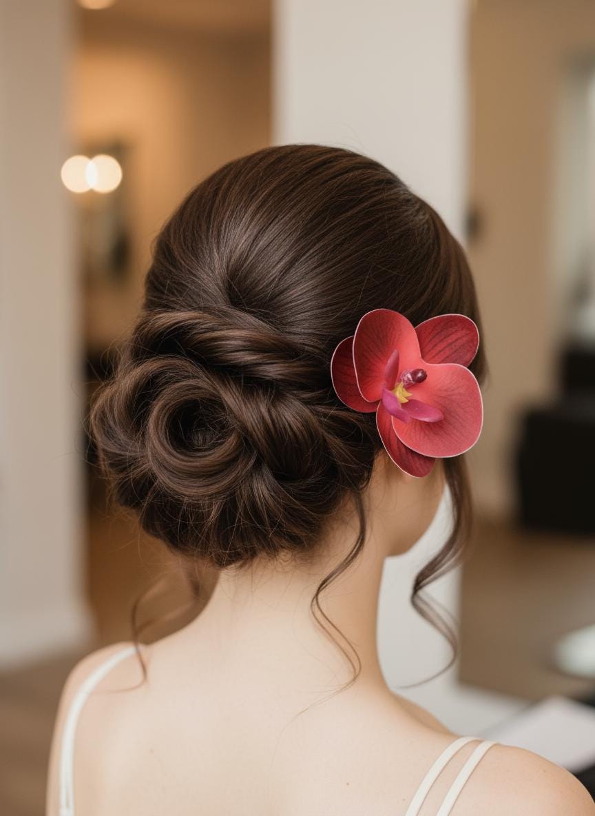 Phalaenopsis Red Orchid Flower Hair Clip • Handmade Orchid Hair Clip • Realistic Flower for Hair or Gift • Orchid Flower Barrette