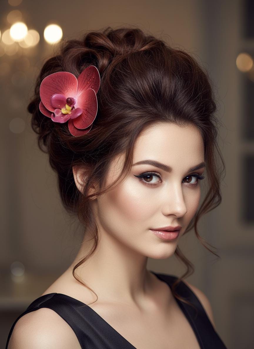 Phalaenopsis Red Orchid Flower Hair Clip • Handmade Orchid Hair Clip • Realistic Flower for Hair or Gift • Orchid Flower Barrette