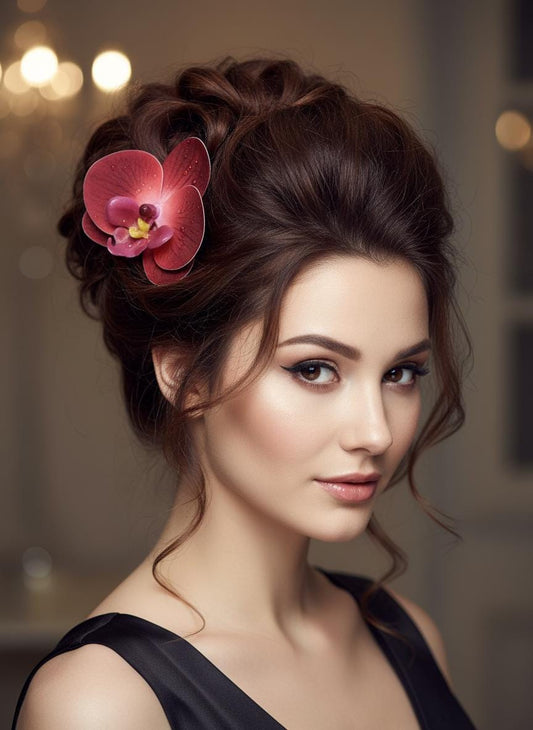 Phalaenopsis Red Orchid Flower Hair Clip • Handmade Orchid Hair Clip • Realistic Flower for Hair or Gift • Orchid Flower Barrette