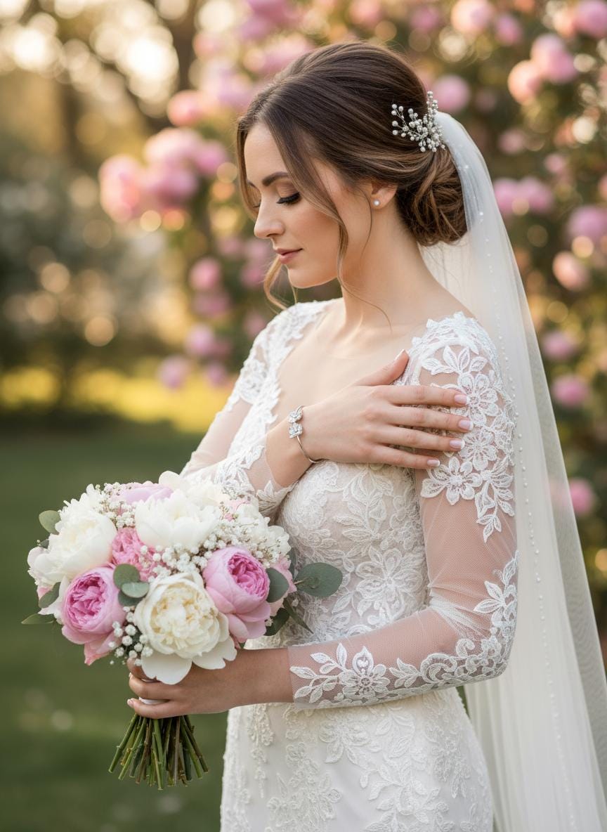 14K White Gold Plated Dendrobium Orchid Bangle, Sterling Silver 925 Bracelet, Clear Zircon Flower Jewelry, Adjustable White Gold Bangle