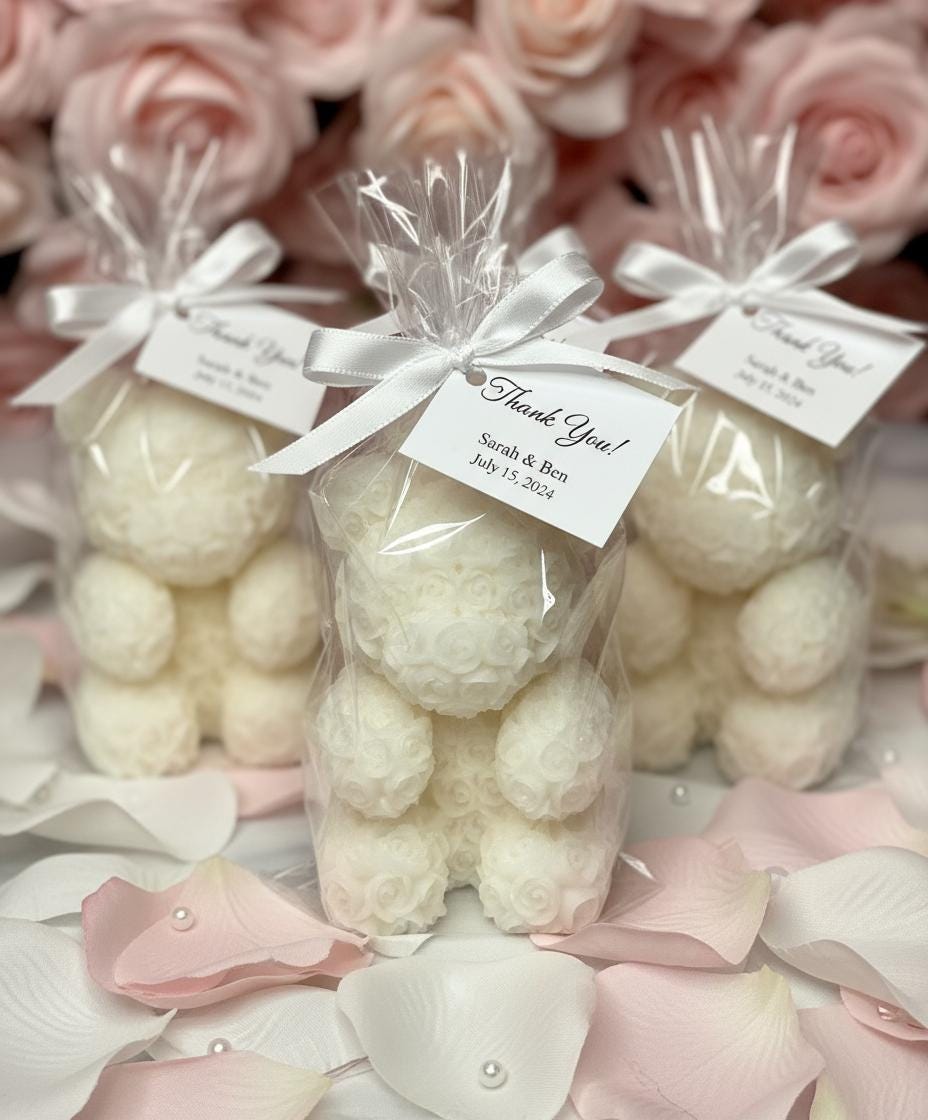 White Teddy Bear Soy Candle Orchid & Sea Salt Scented Decor