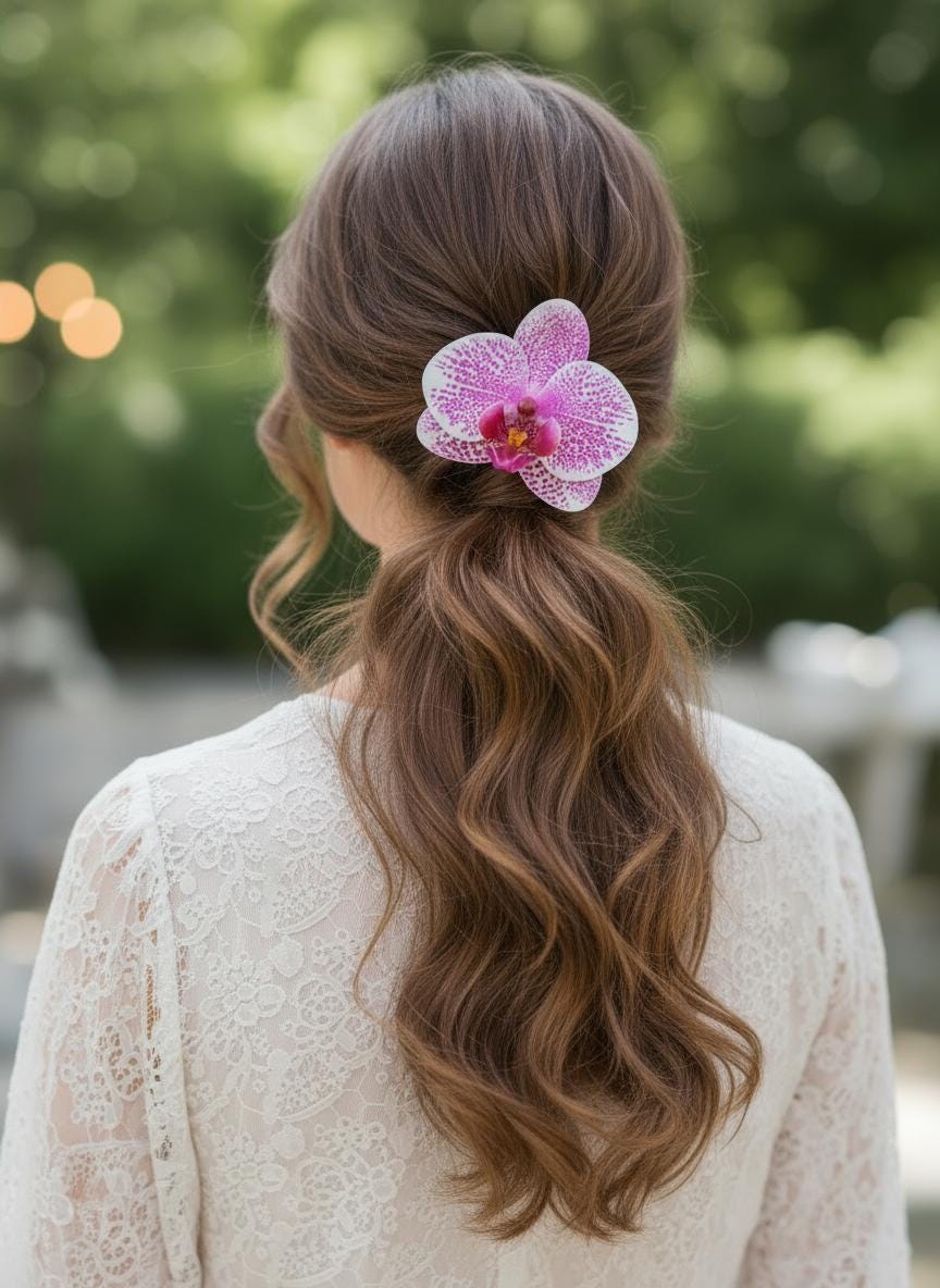 Phalaenopsis Spotted Pink Orchid Flower Hair Clip • Handmade Orchid Hair Clip • Realistic Flower for Hair or Gift • Orchid Flower Barrette