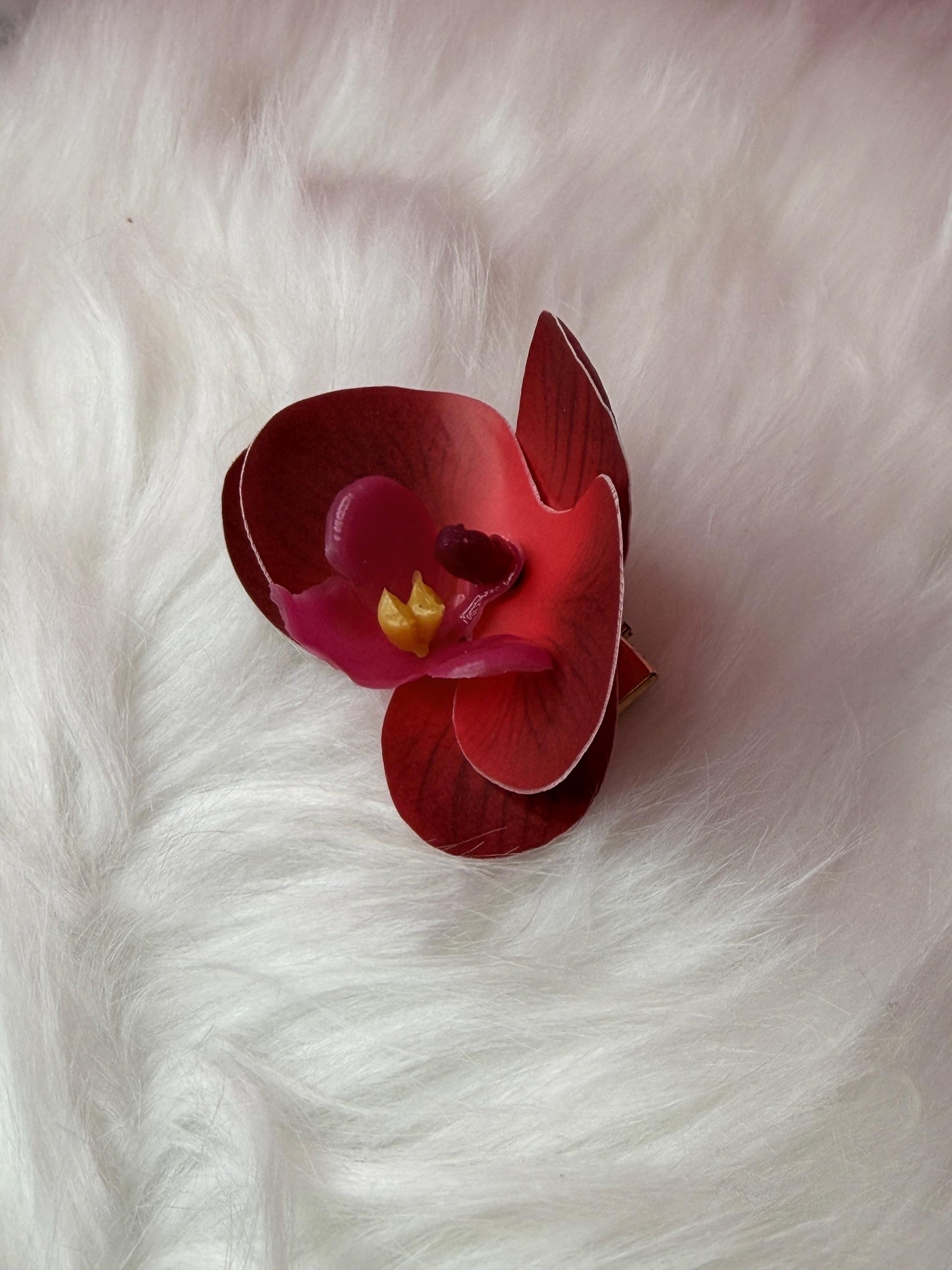 Phalaenopsis Red Orchid Flower Hair Clip • Handmade Orchid Hair Clip • Realistic Flower for Hair or Gift • Orchid Flower Barrette