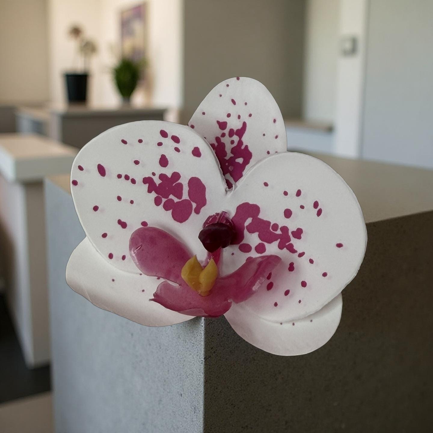 Phalaenopsis Spotted White Orchid Flower Hair Clip • Handmade Orchid Hair Clip • Realistic Flower for Hair or Gift • Orchid Flower Barrette