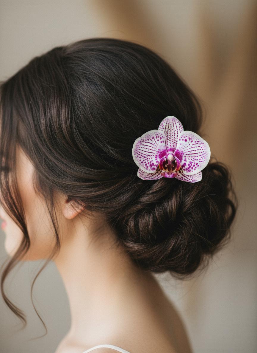 Phalaenopsis Spotted White Orchid Flower Hair Clip • Handmade Orchid Hair Clip • Realistic Flower for Hair or Gift • Orchid Flower Barrette