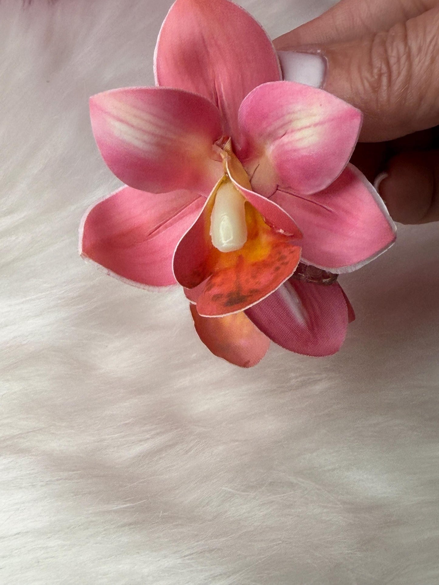 Pink Orchid Hair Claw Clip • Handmade Realistic Floral Accessory