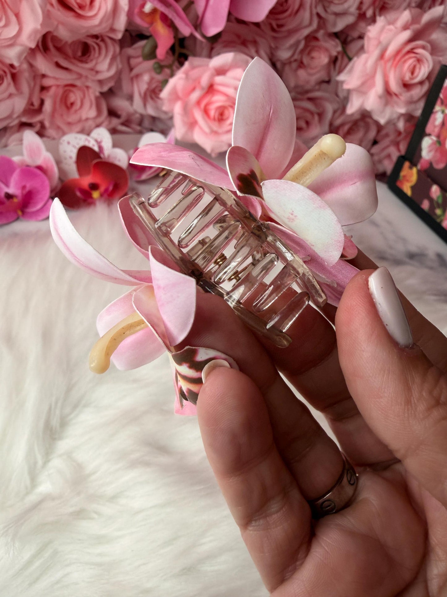 Pink Orchid Hair Claw Clip • Handmade Realistic Floral Accessory