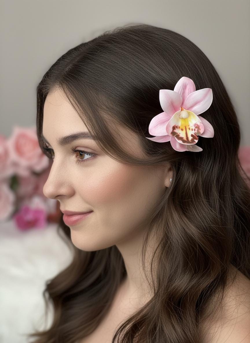 Pink Orchid Hair Claw Clip • Handmade Realistic Floral Accessory