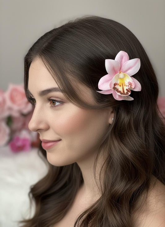 Pink Orchid Hair Claw Clip • Handmade Realistic Floral Accessory