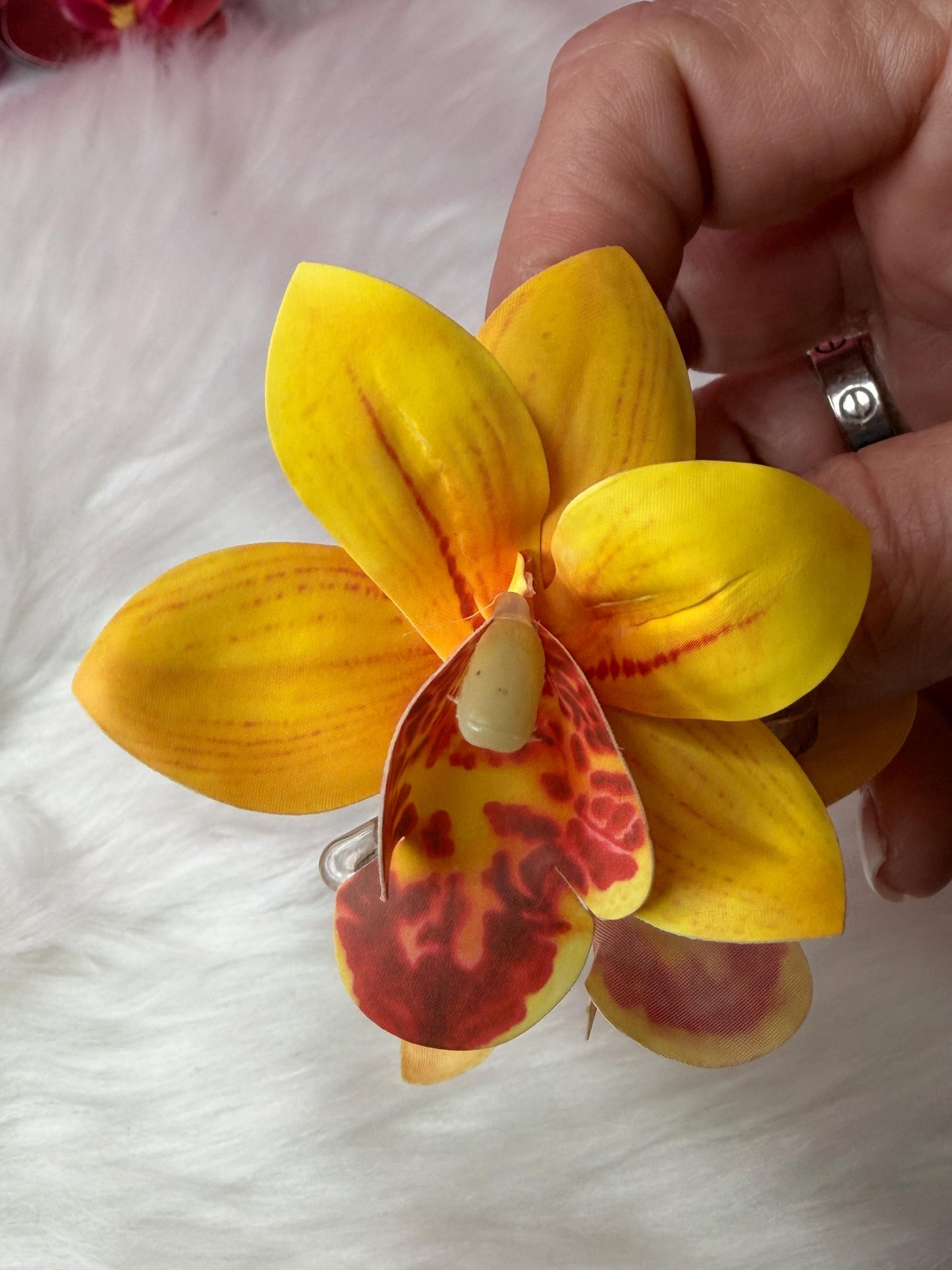 Yellow Orchid Hair Claw Clip • Handmade Realistic Floral Accessory