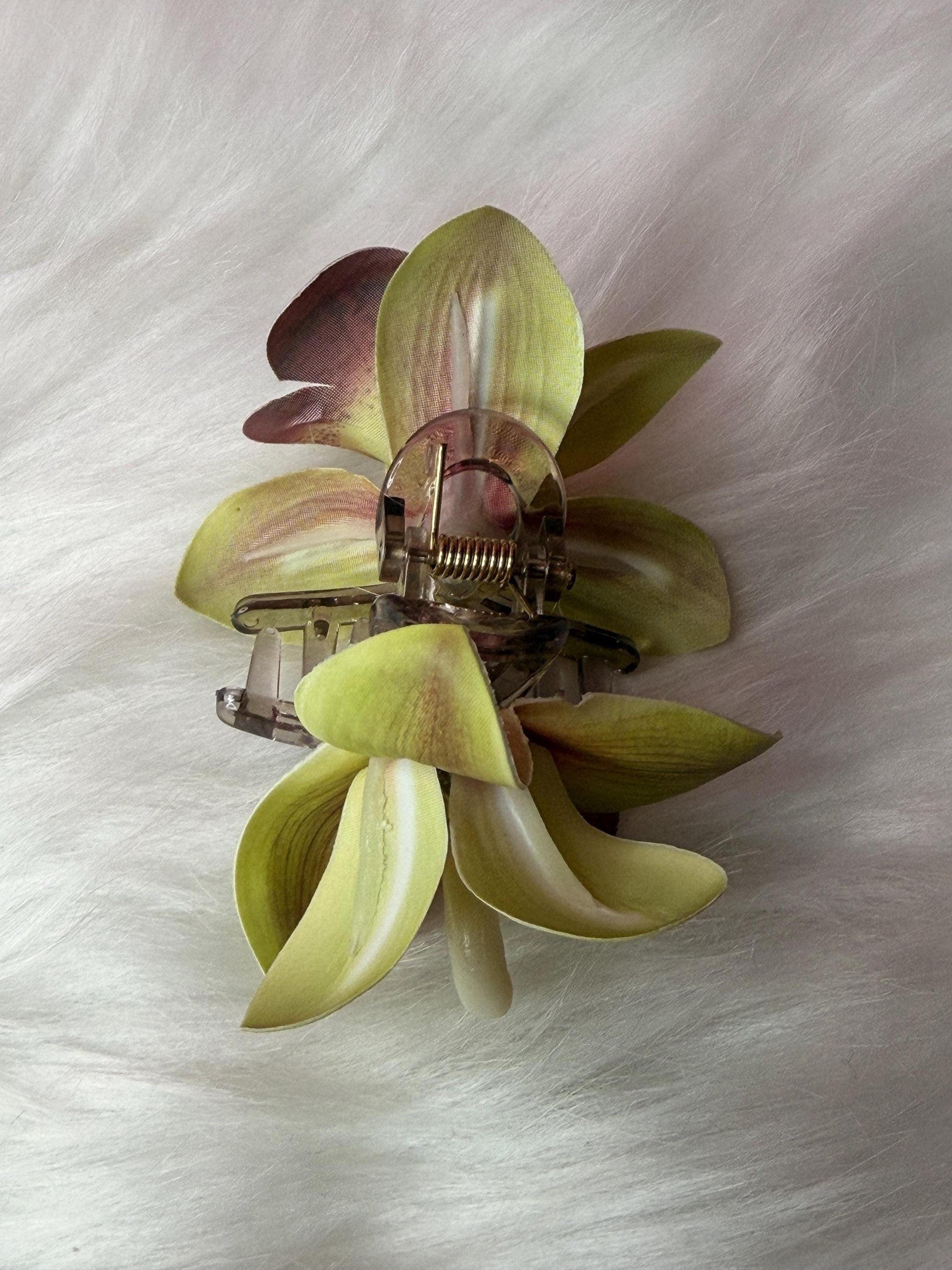 Lime Orchid Hair Claw Clip • Handmade Realistic Floral Accessory
