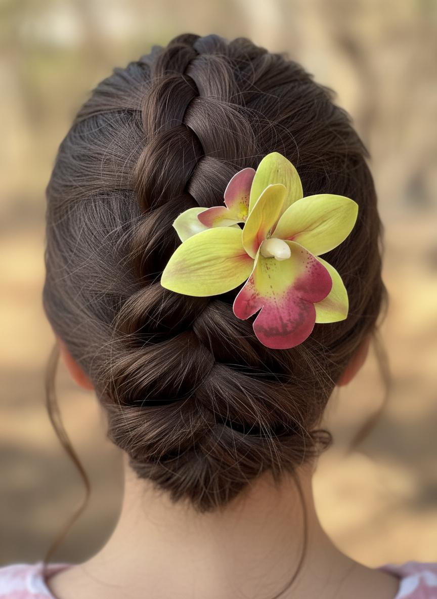 Lime Orchid Hair Claw Clip • Handmade Realistic Floral Accessory