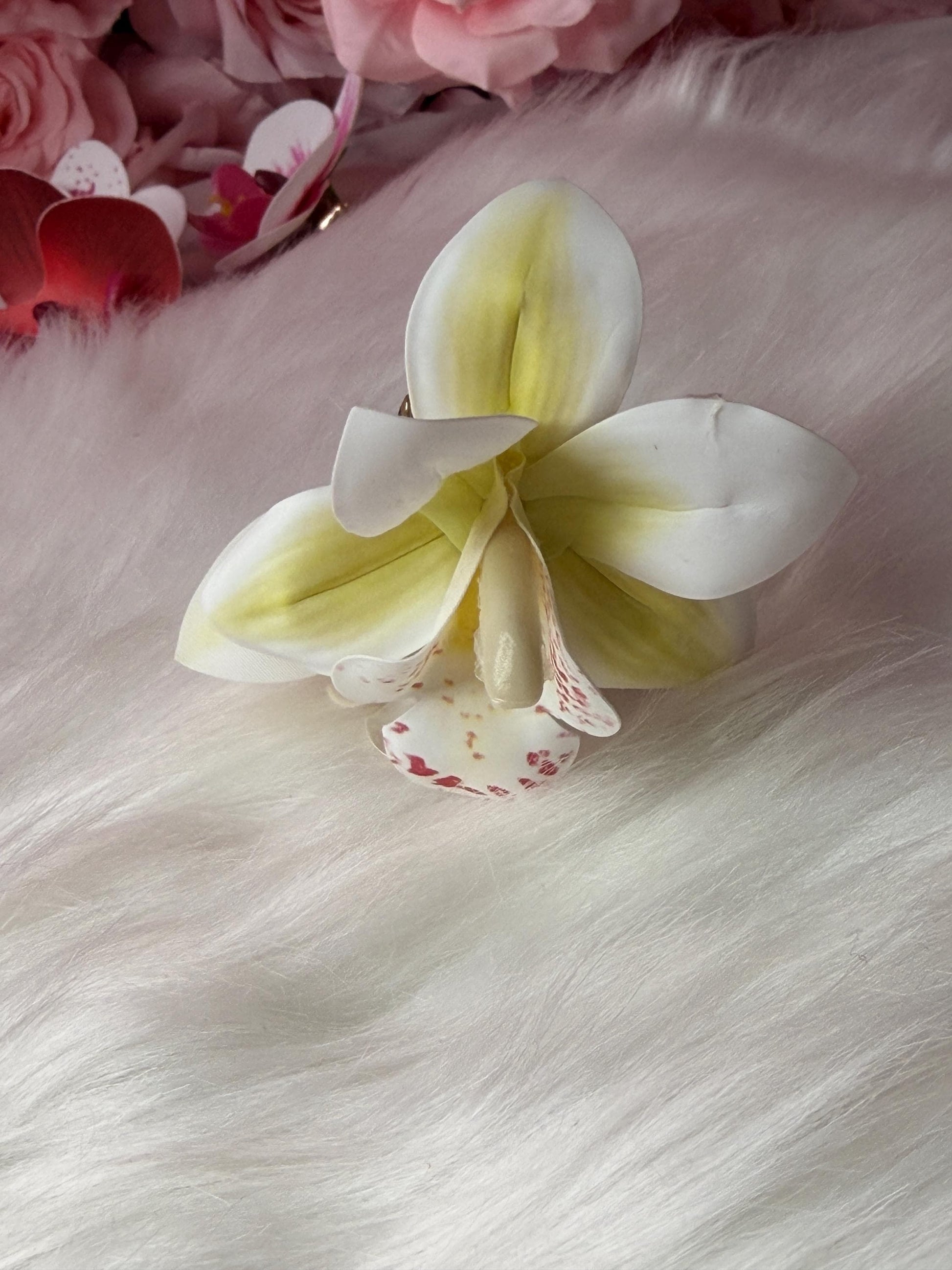 White Orchid Hair Claw Clip • Handmade Realistic Floral Accessory