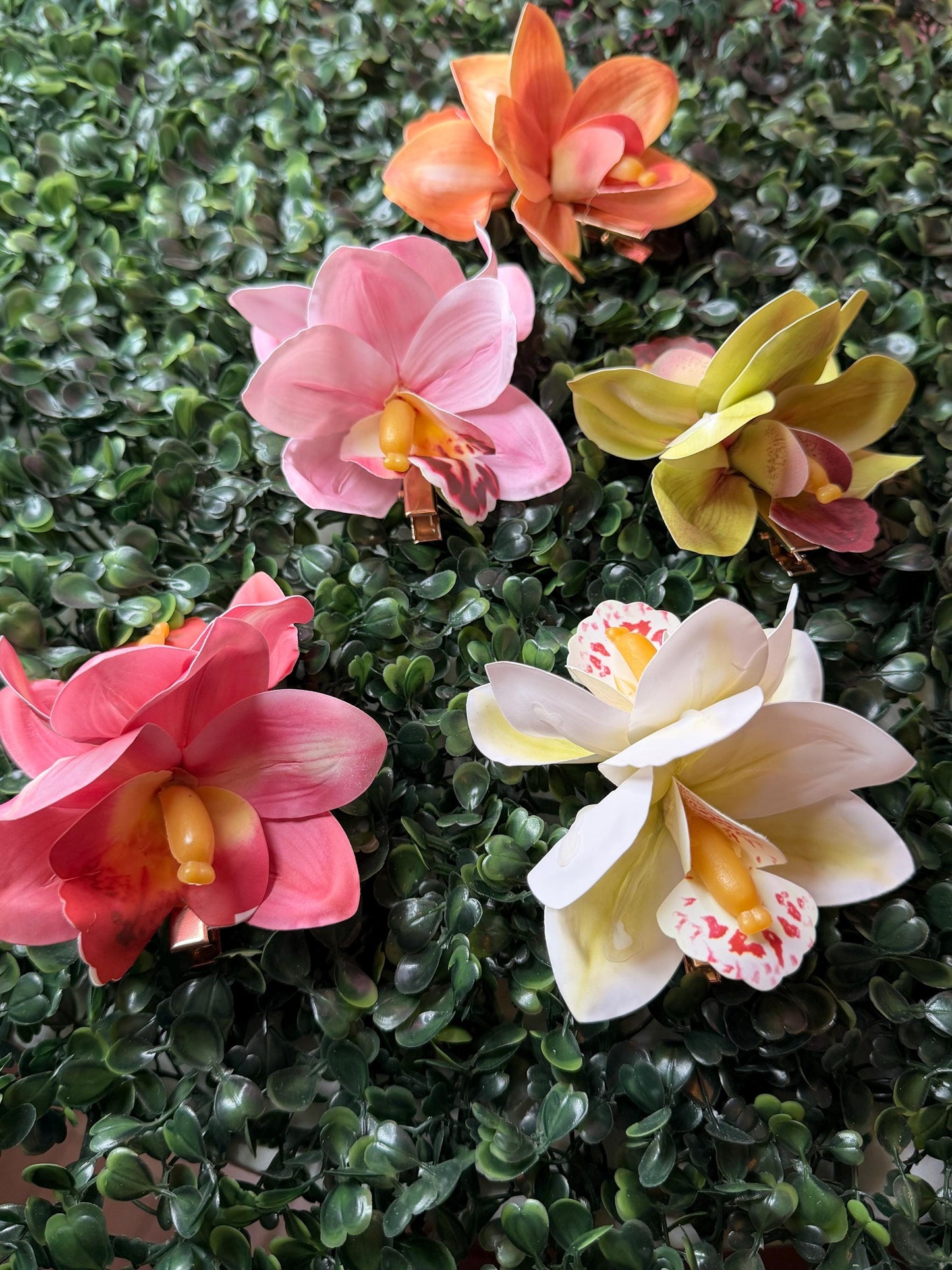 Cymbidium Orchid Flower Hair Clip • Handmade Orchid Hair Clip • Hair Flowers • Hawaiian DoubleWhite Orchid Flower Barrette