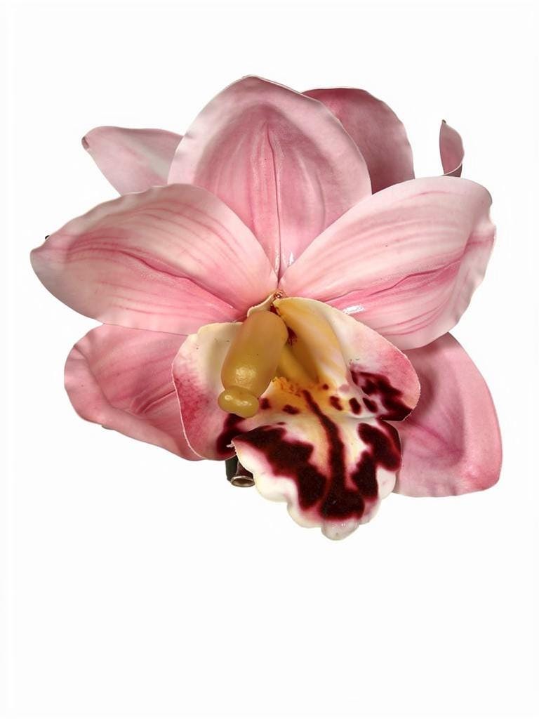 Cymbidium Orchid Flower Hair Clip • Handmade Orchid Hair Clip • Hair Flowers • Hawaiian Double Light Pink Orchid Flower Barrette