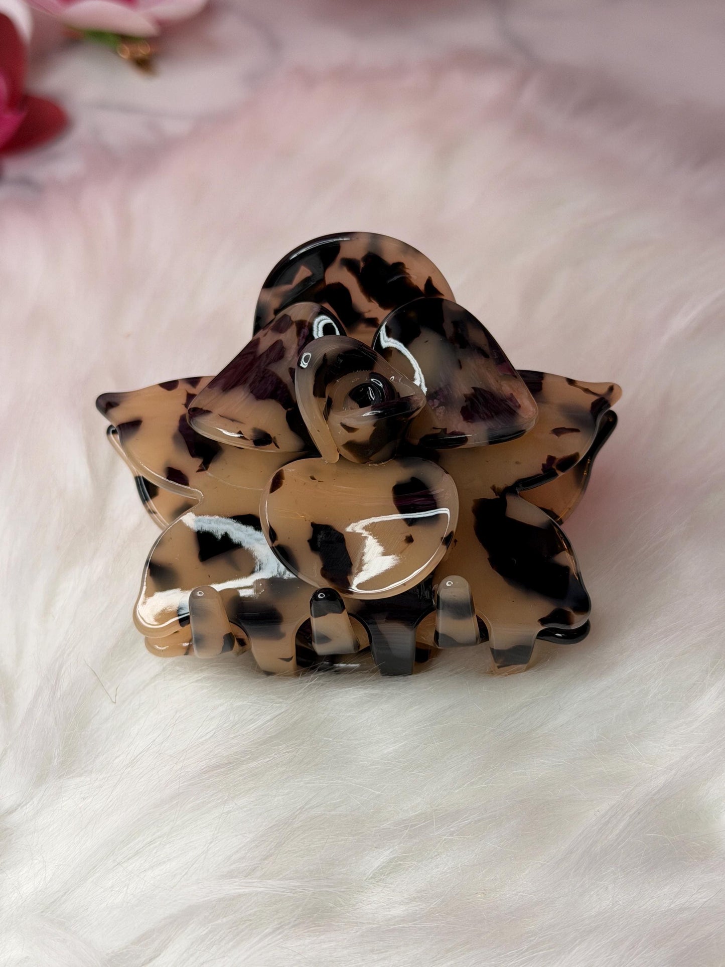 Milk Cameo Large Orchid Hair Claw Clip: Pink Hair Accessories, Handmade Hair Accessories