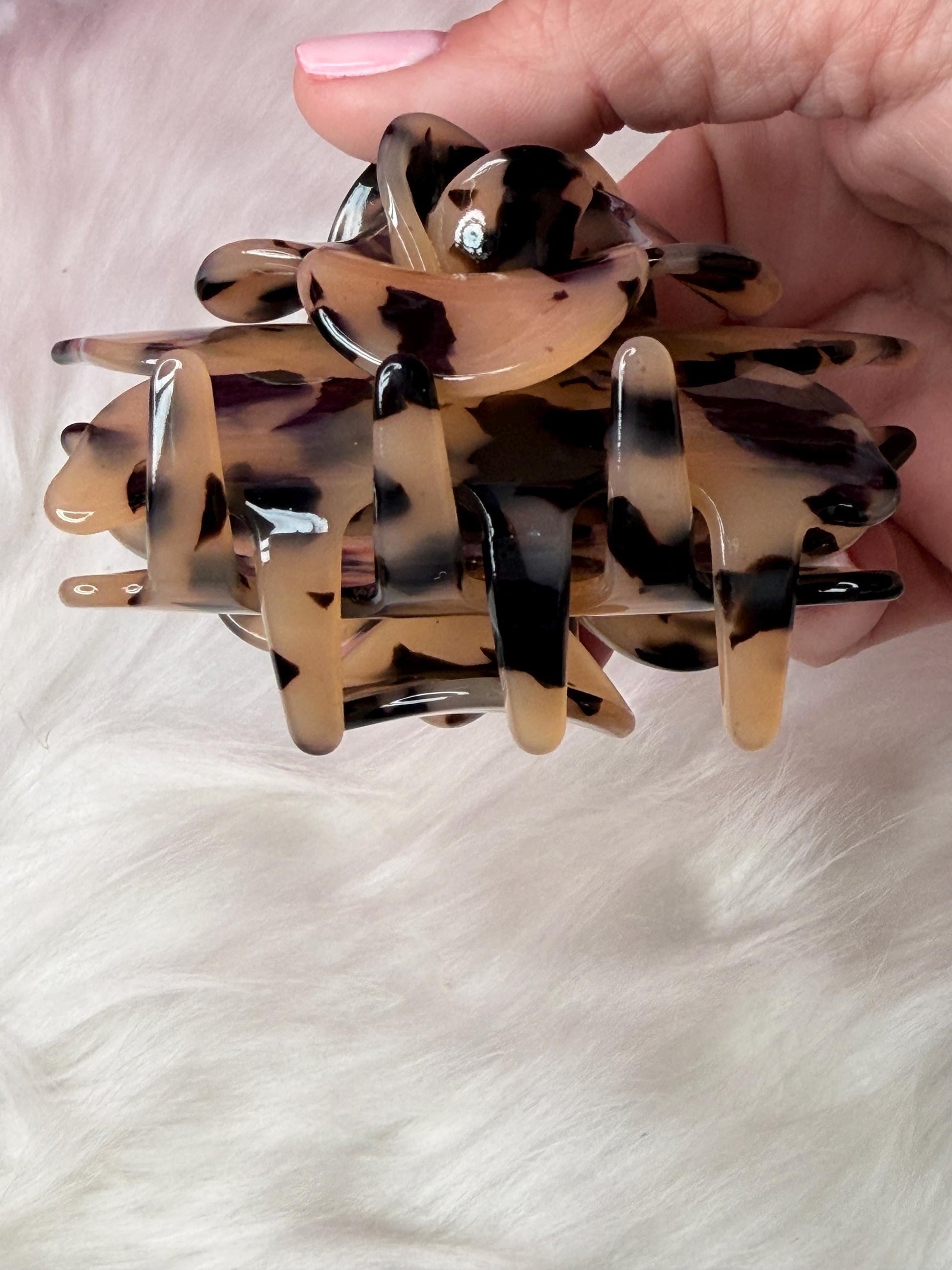 Milk Cameo Large Orchid Hair Claw Clip: Pink Hair Accessories, Handmade Hair Accessories