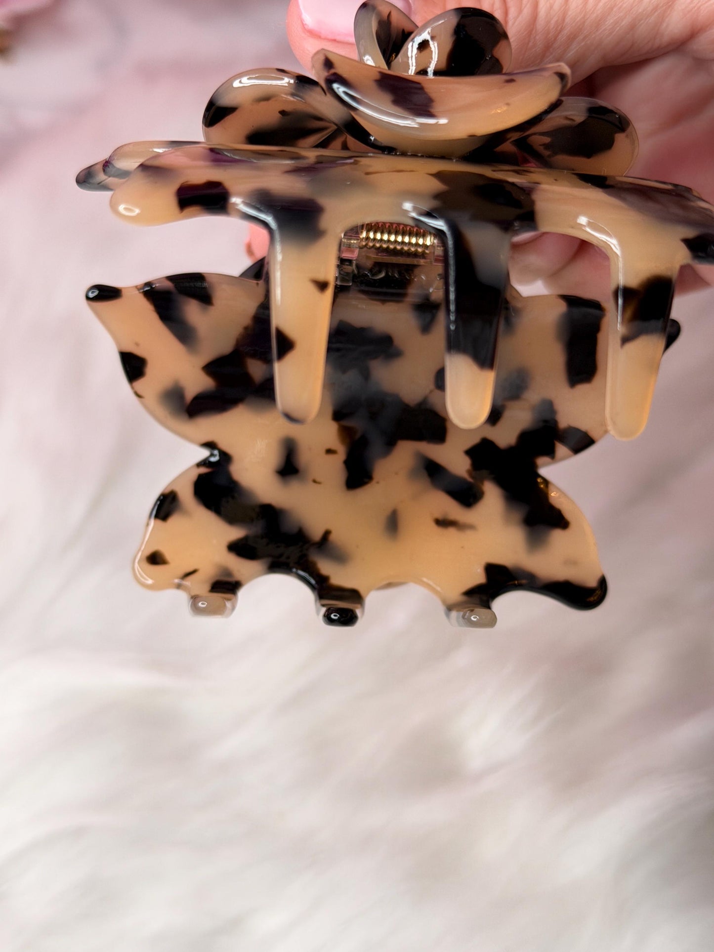 Milk Cameo Large Orchid Hair Claw Clip: Pink Hair Accessories, Handmade Hair Accessories