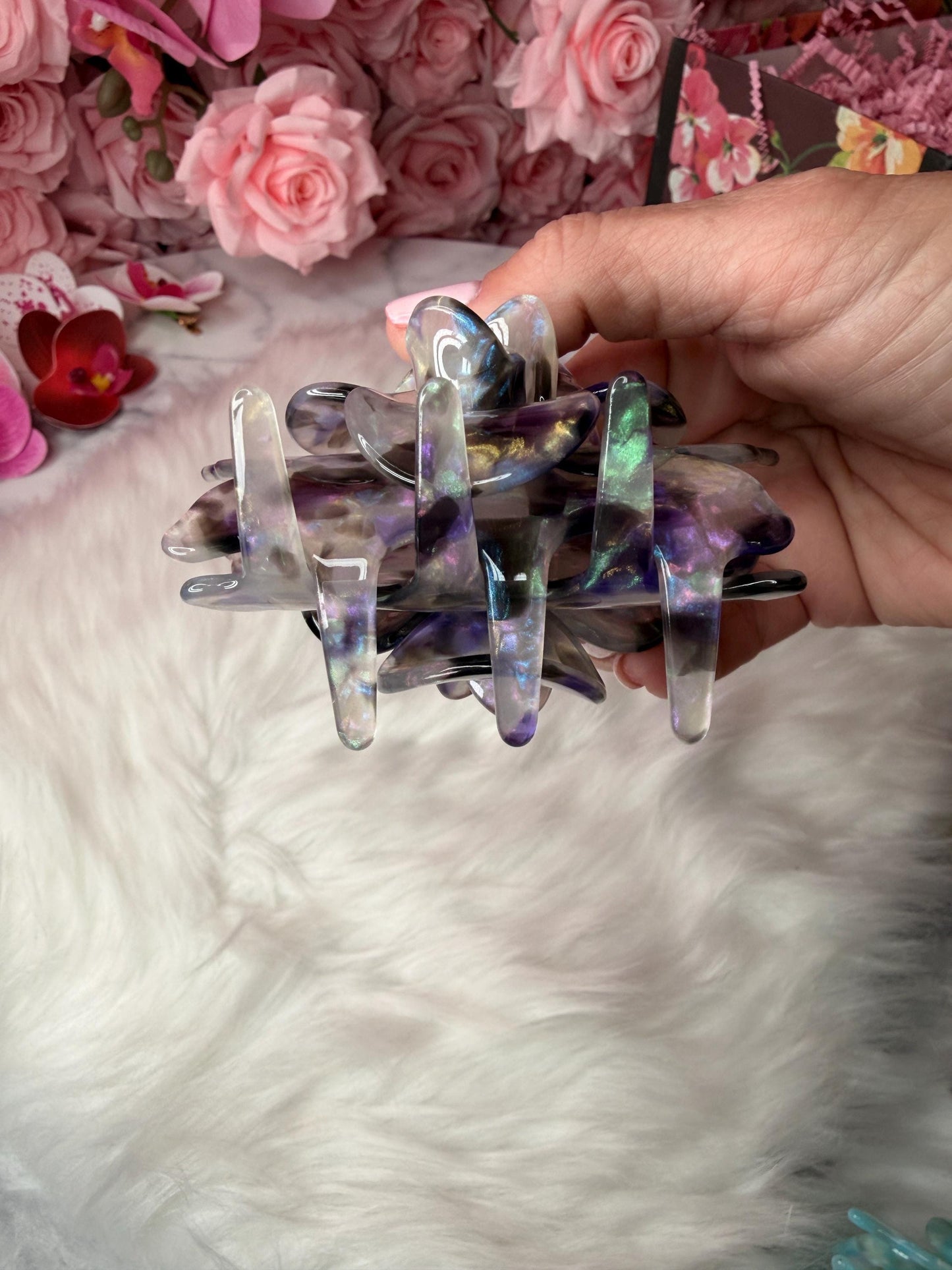 Galaxy Large Orchid Hair Claw Clip: Pink Hair Accessories, Handmade Hair Accessories