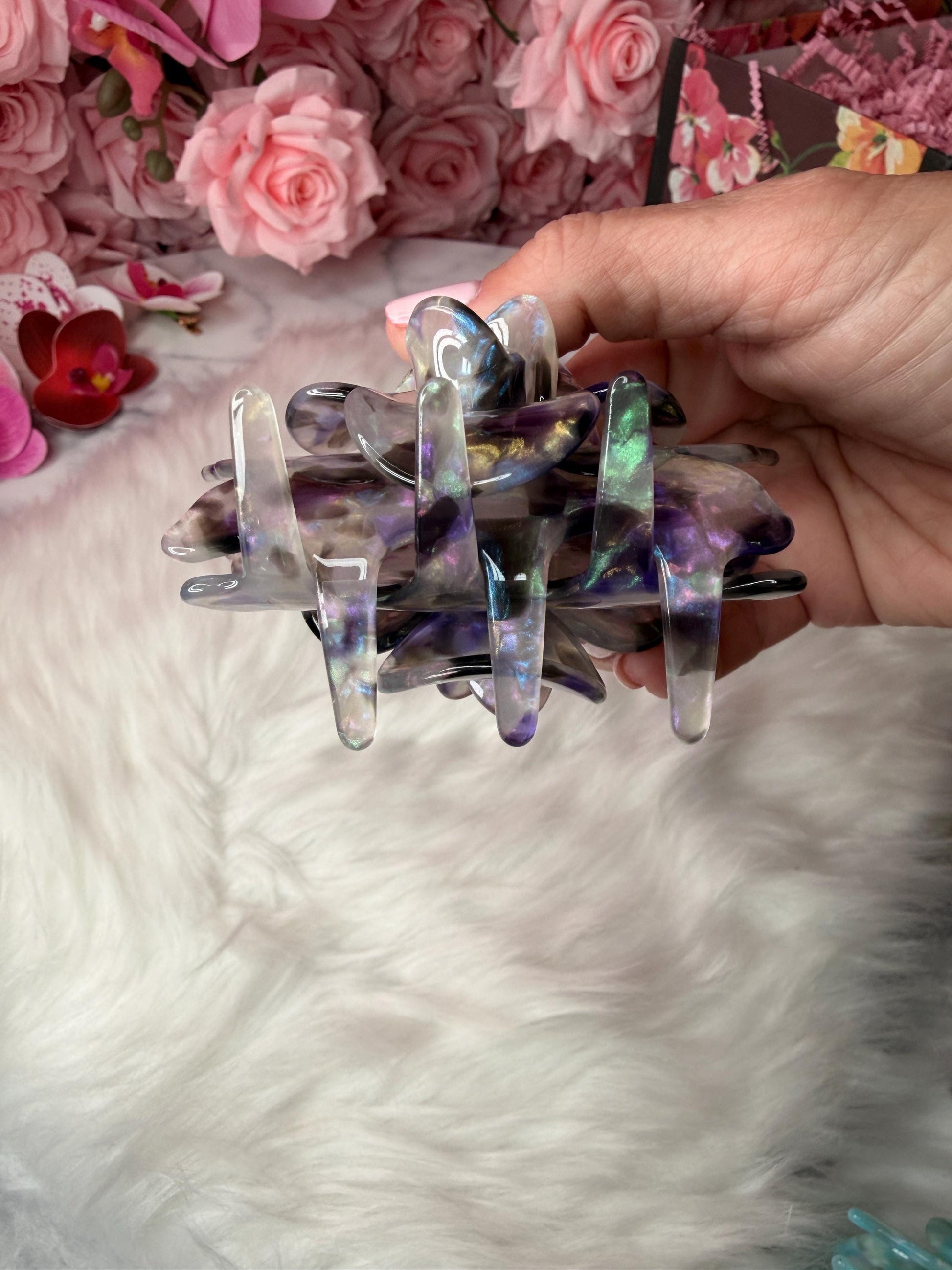 Galaxy Large Orchid Hair Claw Clip: Pink Hair Accessories, Handmade Hair Accessories