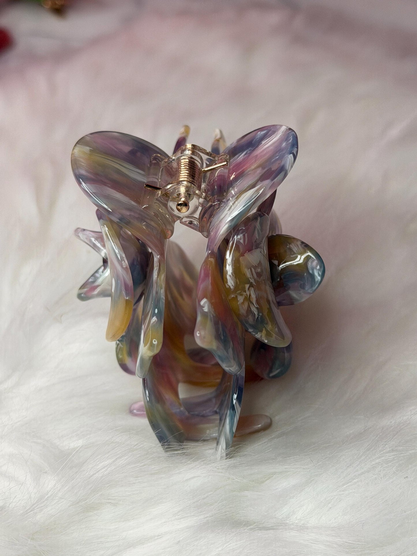 Rainbow Large Orchid Hair Claw Clip: Pink Hair Accessories, Handmade Hair Accessories