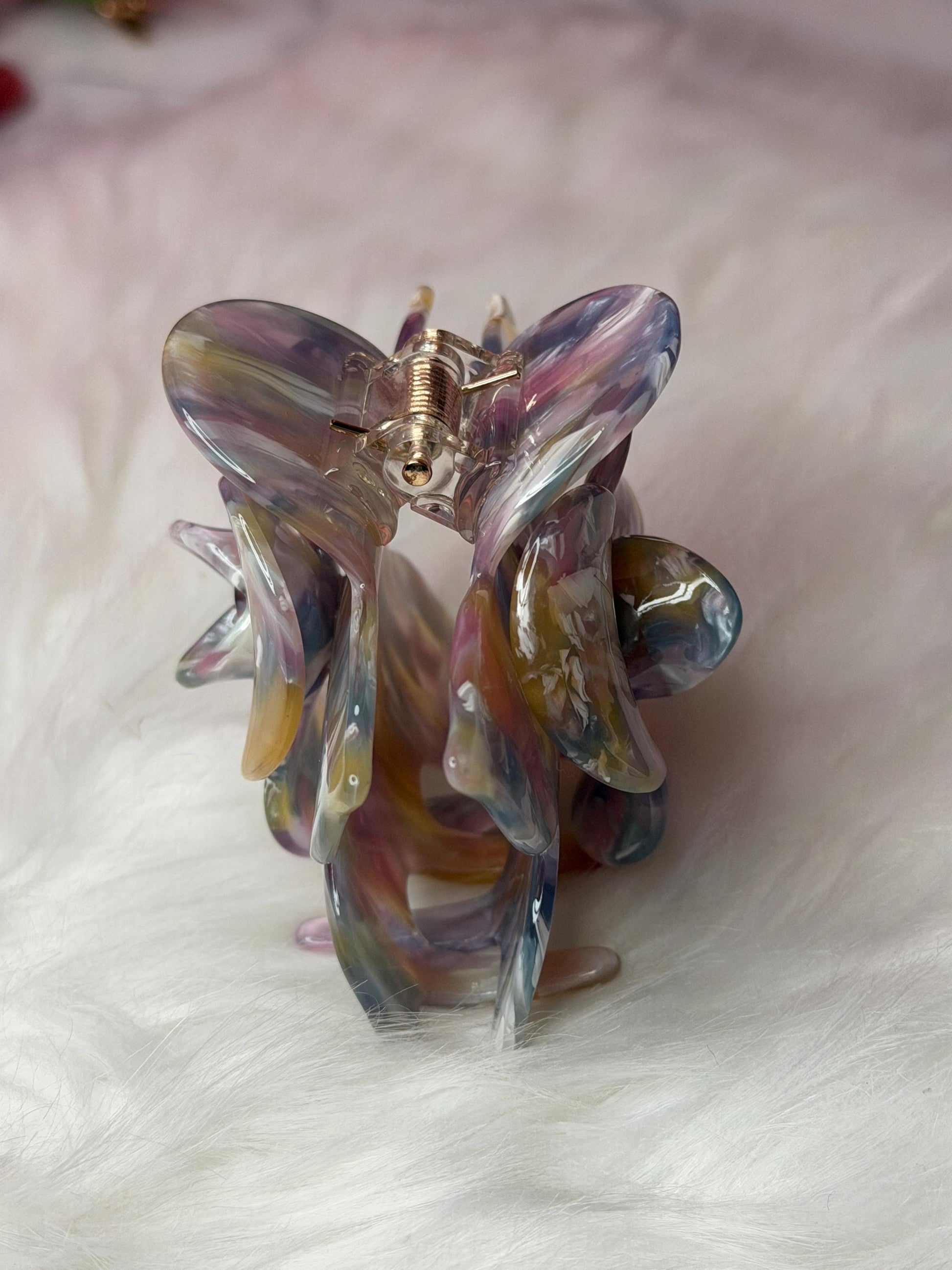 Rainbow Large Orchid Hair Claw Clip: Pink Hair Accessories, Handmade Hair Accessories