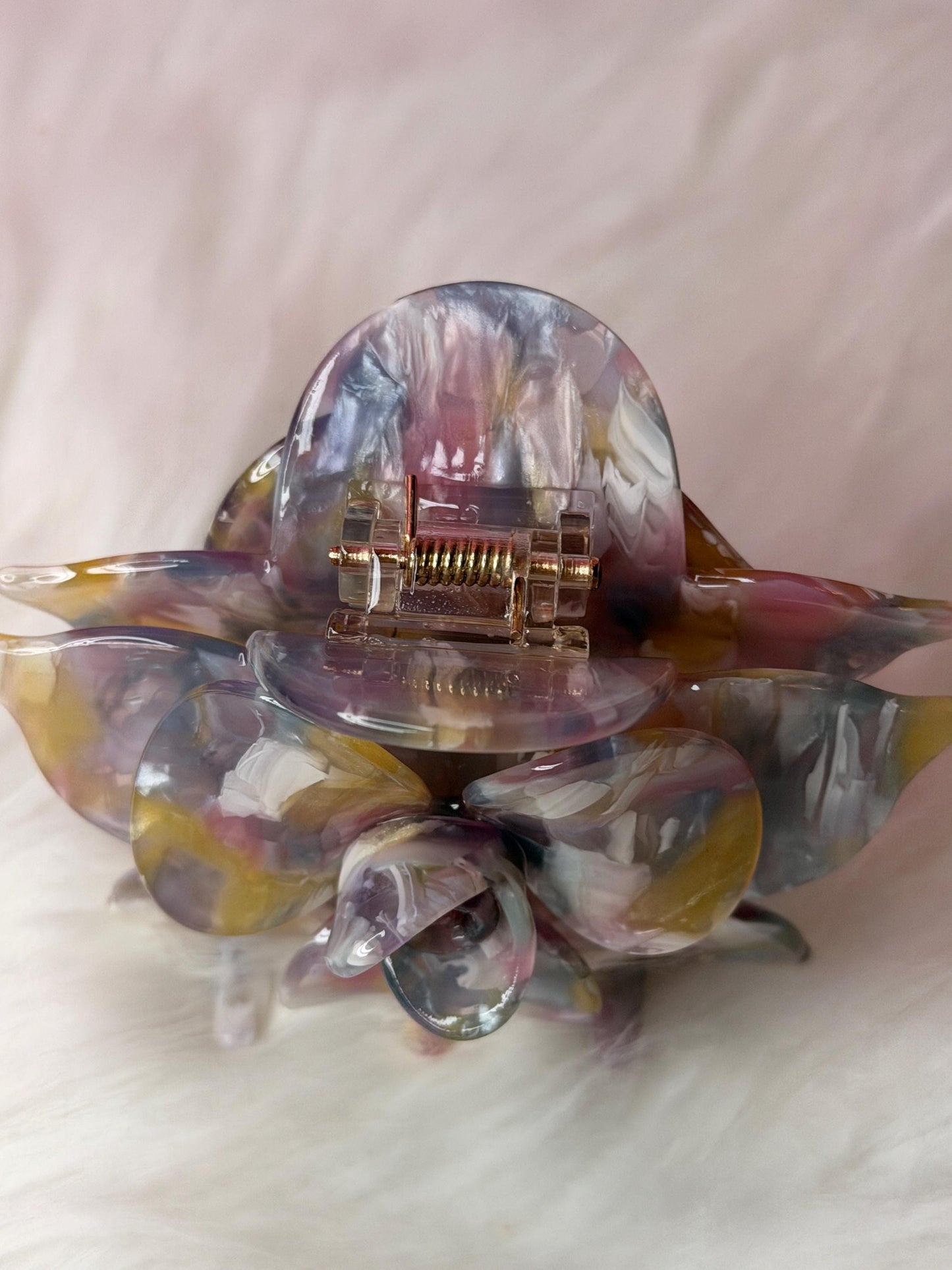 Rainbow Large Orchid Hair Claw Clip: Pink Hair Accessories, Handmade Hair Accessories