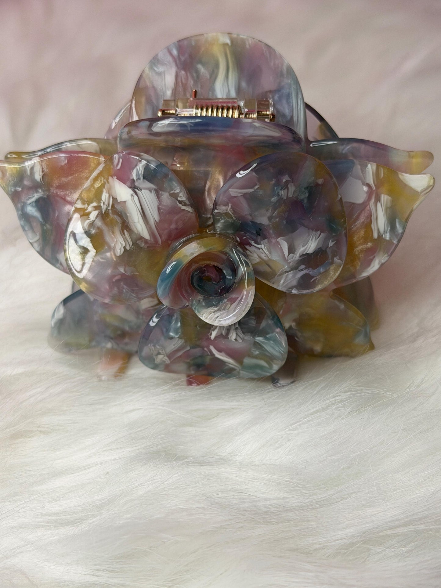 Rainbow Large Orchid Hair Claw Clip: Pink Hair Accessories, Handmade Hair Accessories