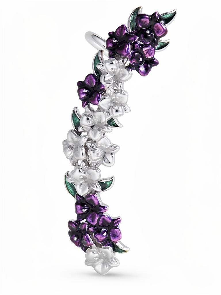 Purple Orchid Ear Cuff Stud: Cattleya Flower Earring Wrap- Orchid Fleur Collection