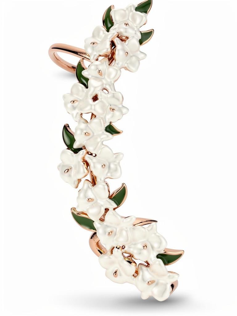 White Orchid Ear Cuff Stud: Cattleya Flower Earring Wrap- Orchid Fleur Collection