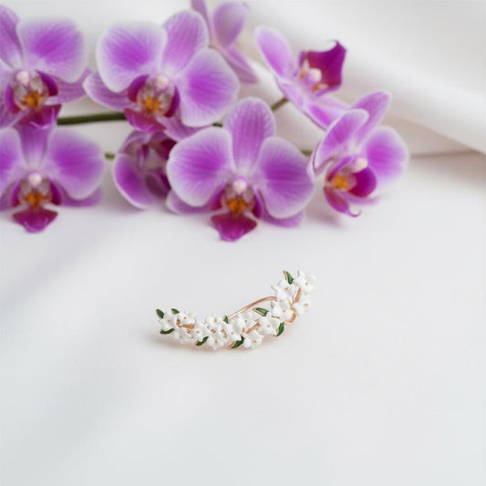 White Orchid Ear Cuff Stud: Cattleya Flower Earring Wrap- Orchid Fleur Collection