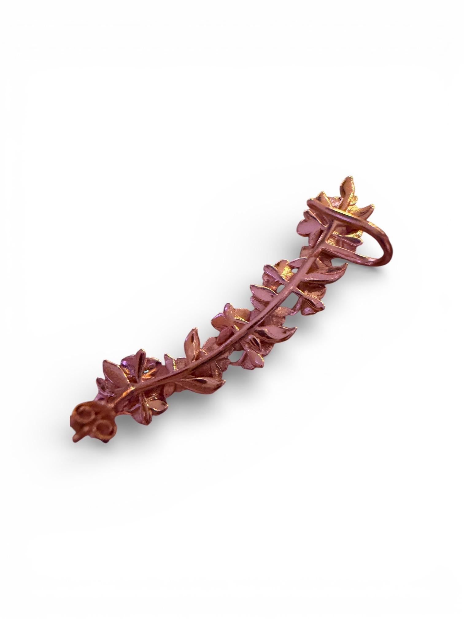 Floral Mosaic Orchid Ear Cuff Stud: Cattleya Flower Earring Wrap- Orchid Fleur Collection