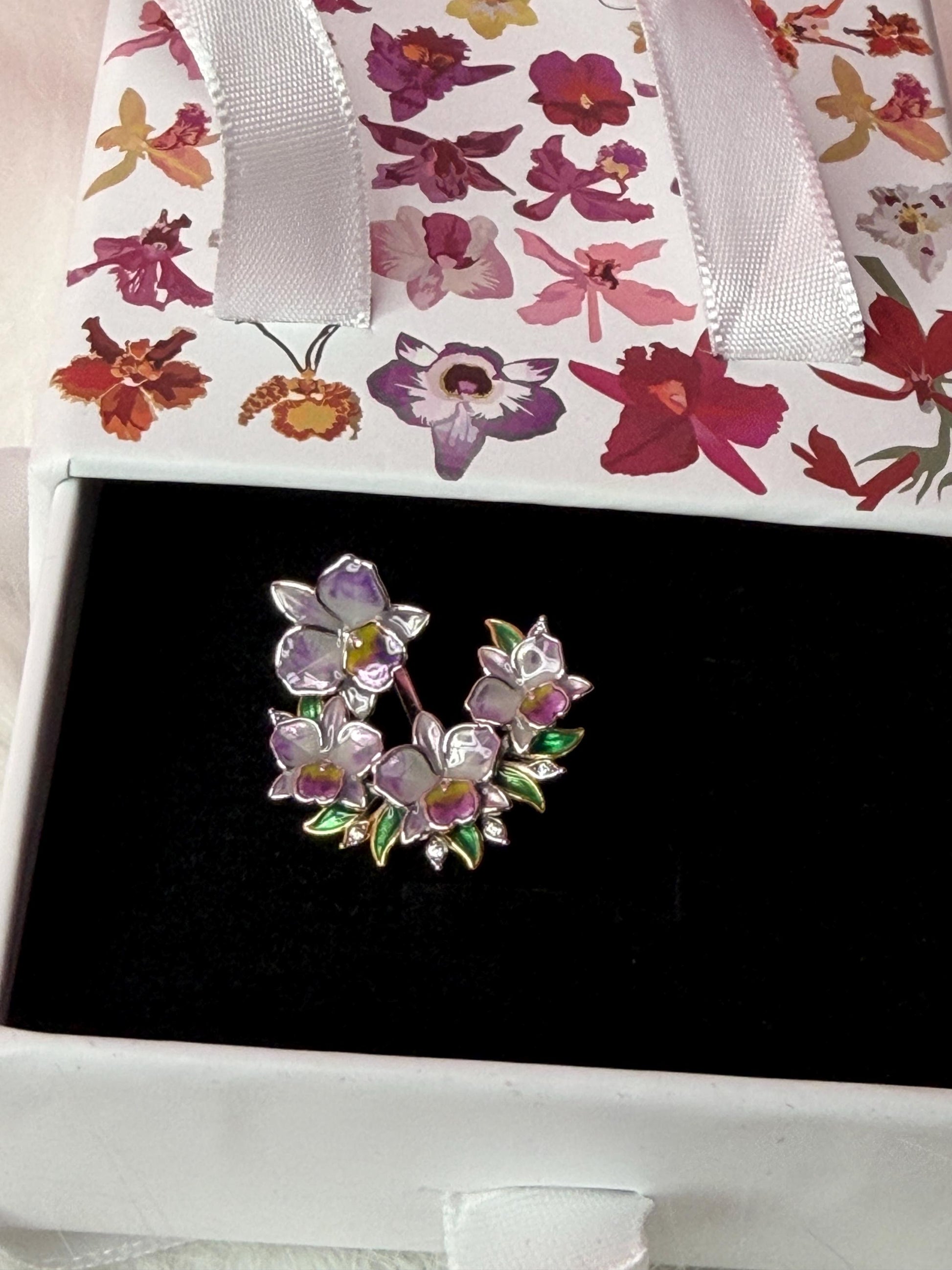 Lavender Cattleya Flower Stud with Earring Jacket : Aloha Orchid Jewelry Collection