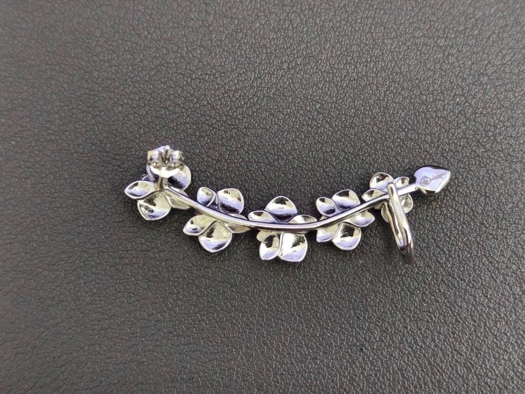 Blue Orchid Ear Cuff Stud: Phalaenopsis Flower Earring Climber- Orchid Fleur Collection