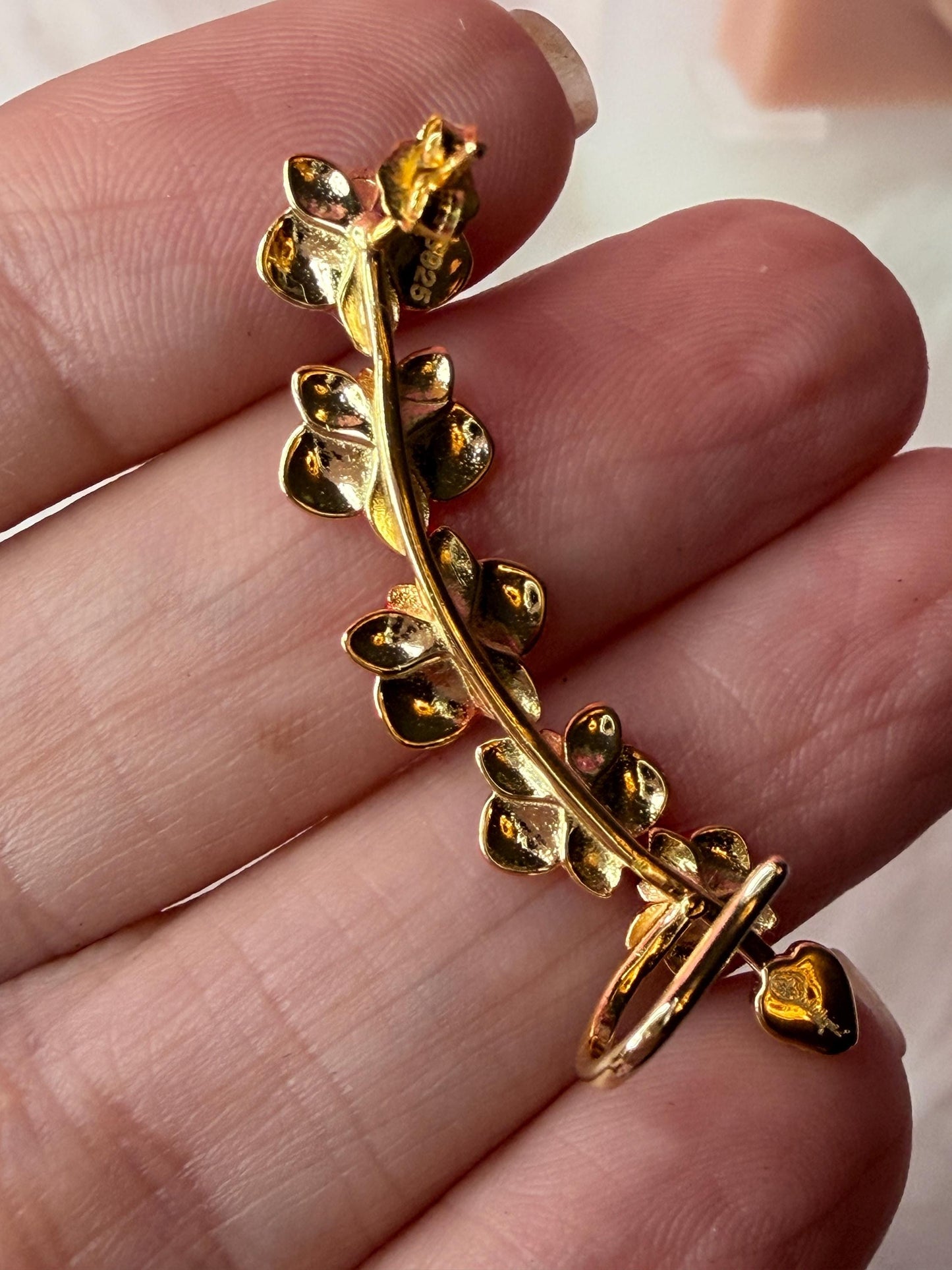 Red Orchid Ear Cuff Stud: Phalaenopsis Flower Earring Climber- Orchid Fleur Collection