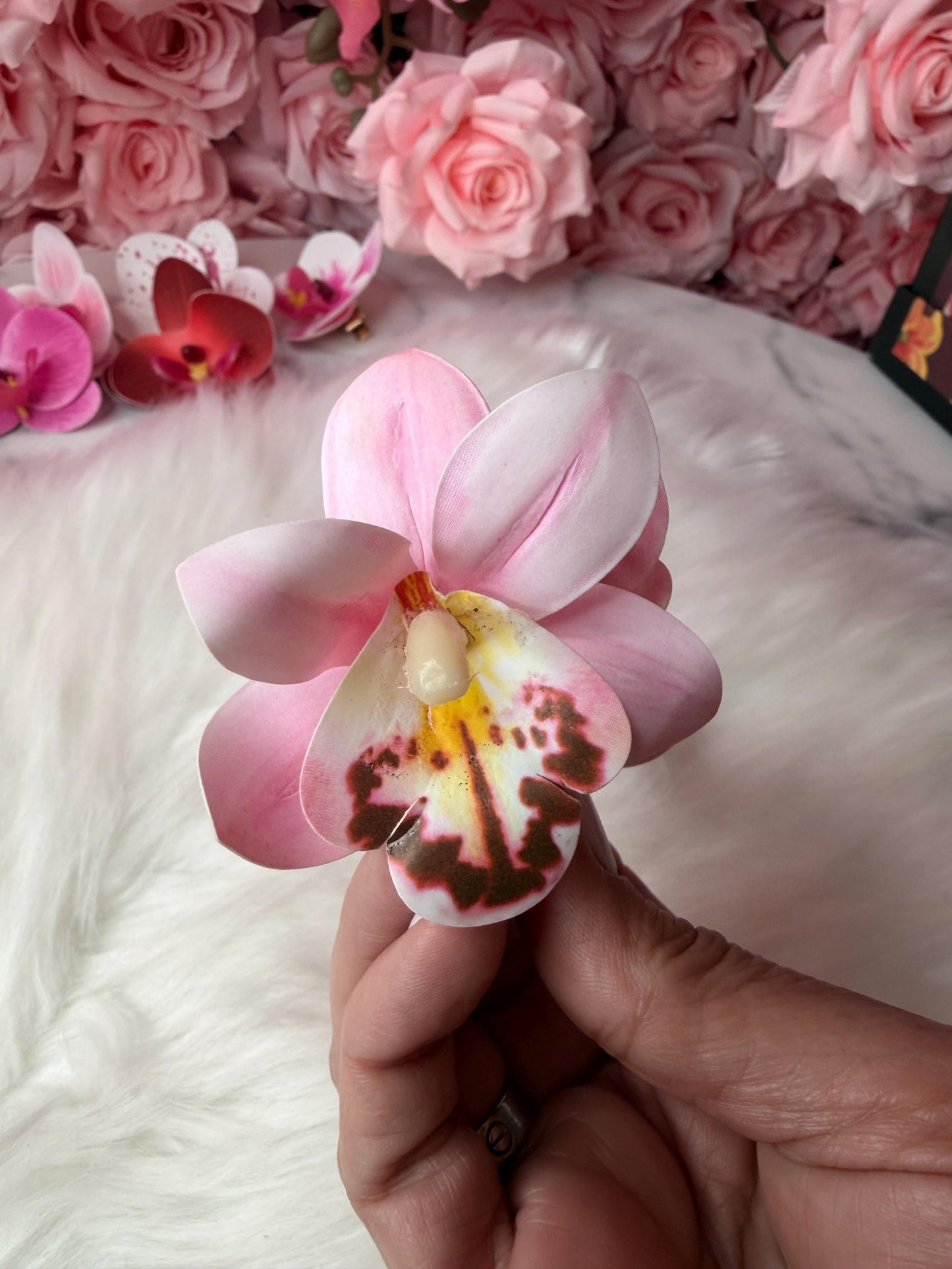 Pink Orchid Hair Claw Clip • Handmade Realistic Floral Accessory