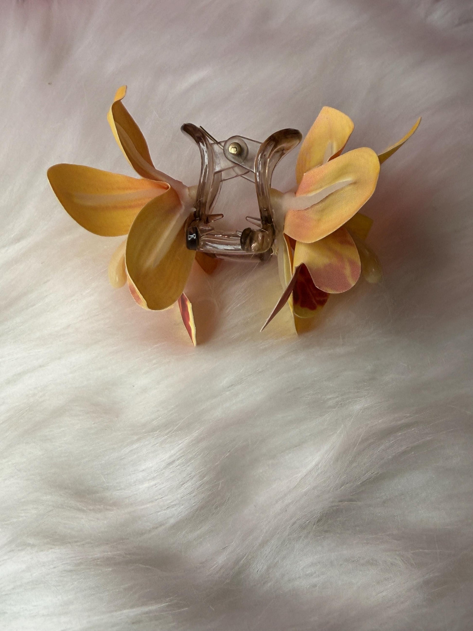 Yellow Orchid Hair Claw Clip • Handmade Realistic Floral Accessory