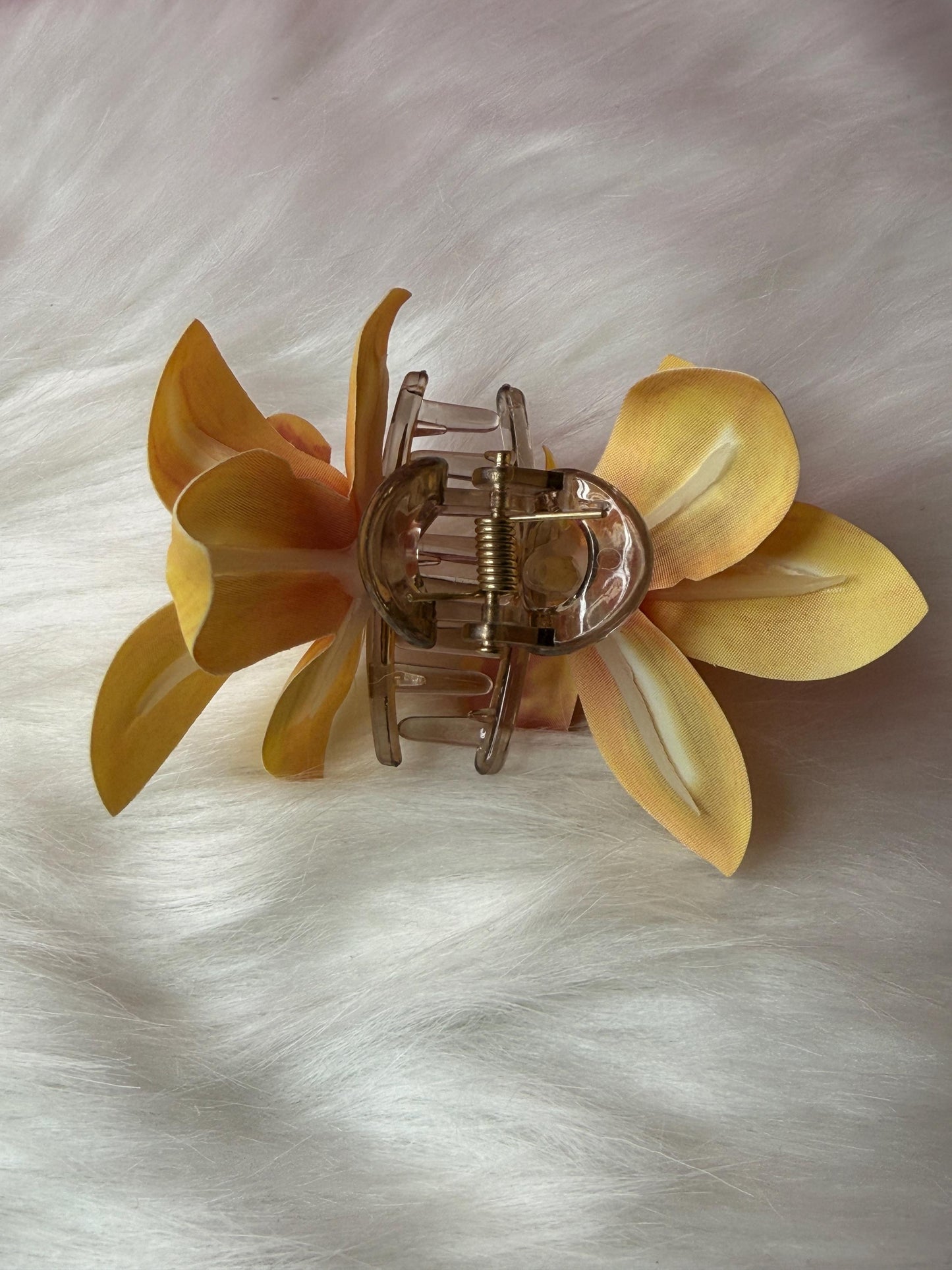 Yellow Orchid Hair Claw Clip • Handmade Realistic Floral Accessory
