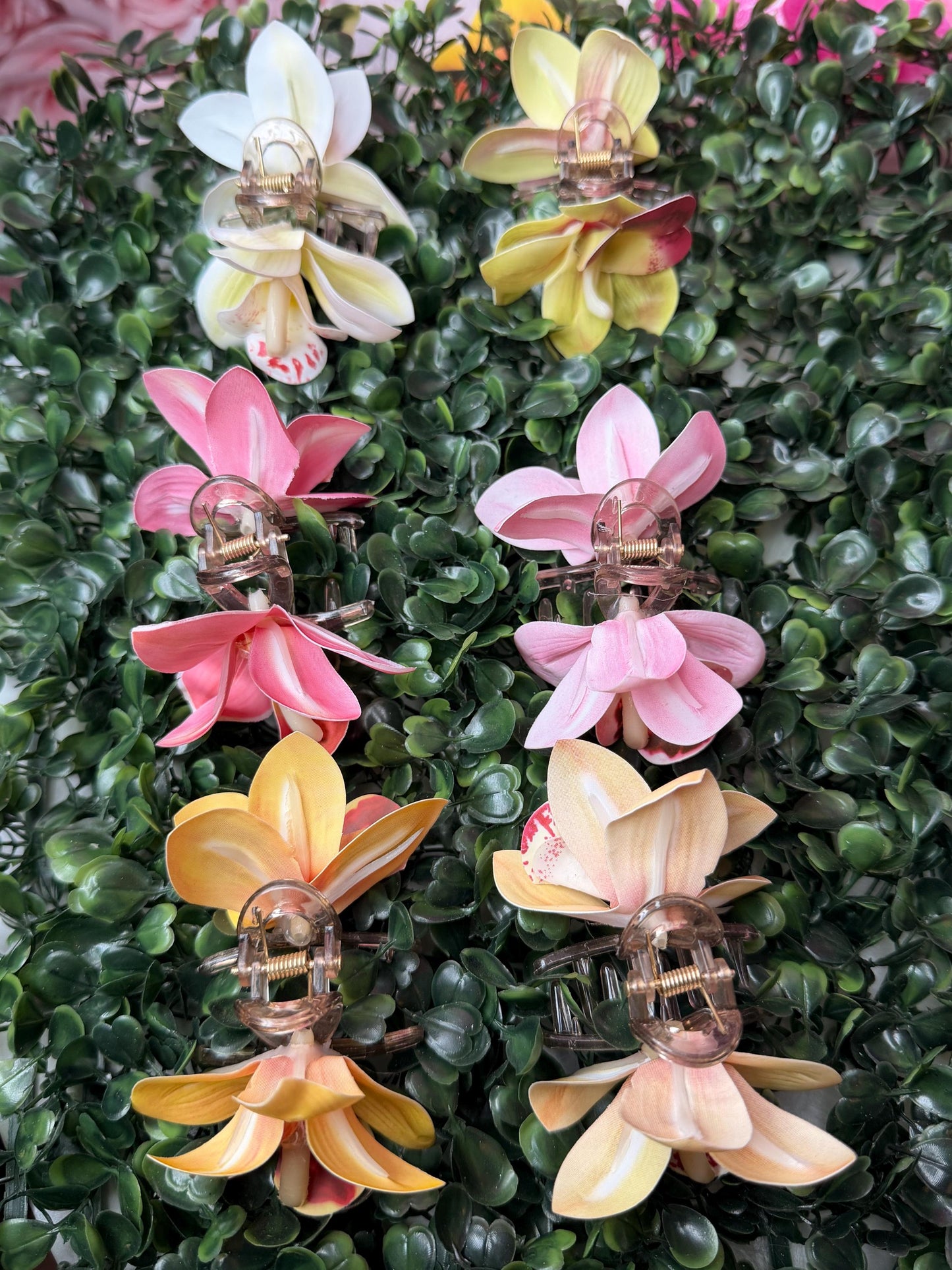 Yellow Orchid Hair Claw Clip • Handmade Realistic Floral Accessory